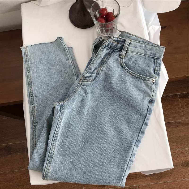 QUẦN JEAN NỮ XANH NHẠT DÁNG BAGGY TUA LAI BGT12