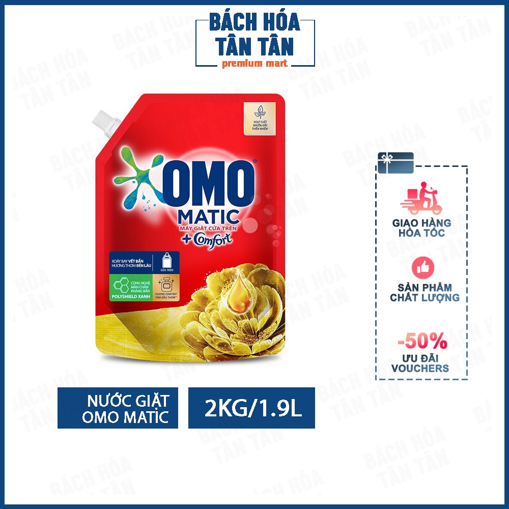 Nước giặt Omo Matic máy giặt cửa trên, túi 2.2KG/2.1L