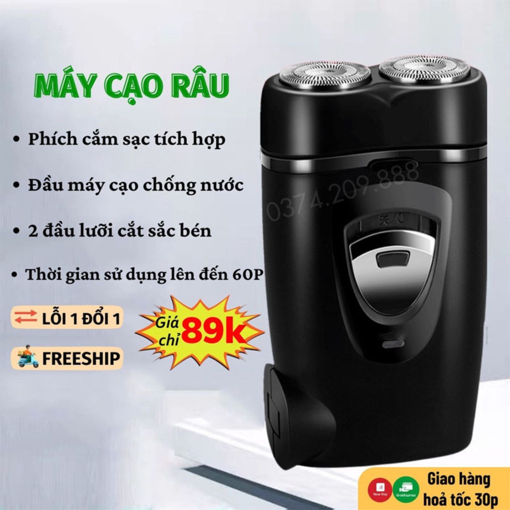 Máy Cạo Râu Mini Máy Cạo Râu 2 Lưỡi Sạc Nhanh Cao Cấp Siêu Bền