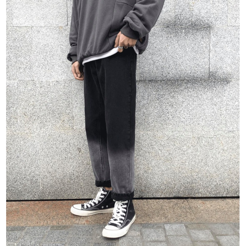 Quần Baggy Jean Ống Suông Nam Nữ Unisex Chất Dày Dặn Không Co Giãn