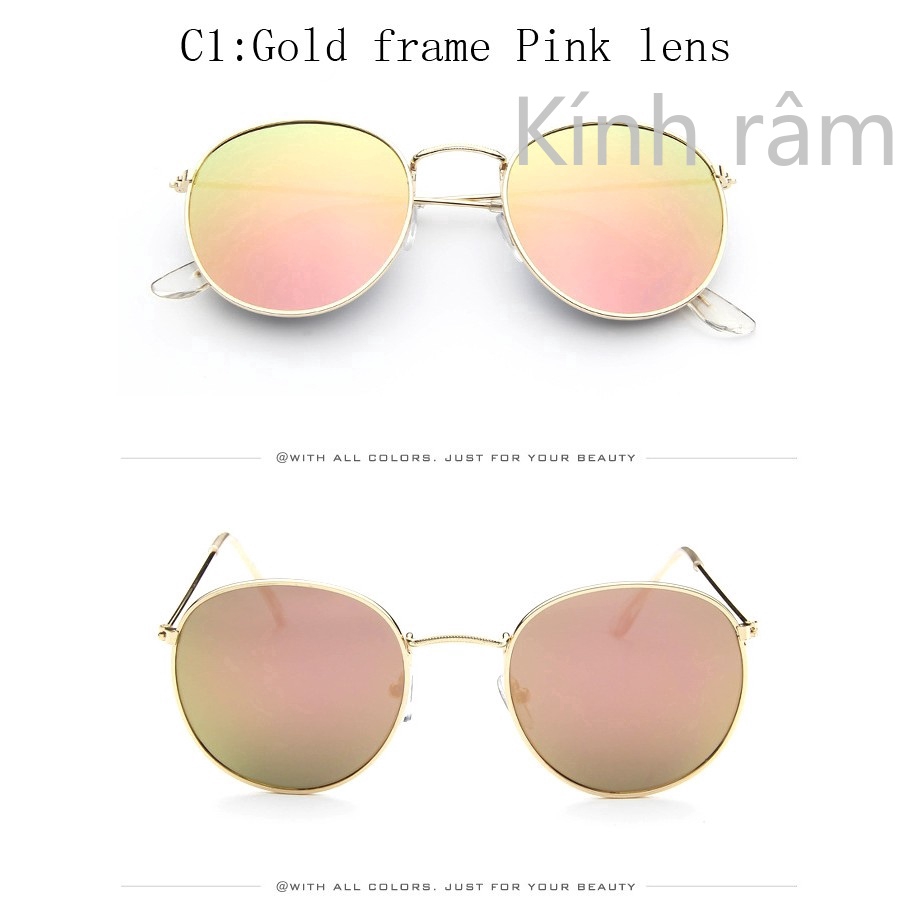 Kính mát tròn gọng kim loại cho nam và nữ