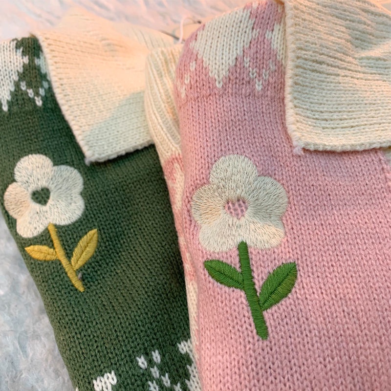 Áo Khoác Len Cardigan Mềm Mại Họa Tiết Hoa Xinh Xắn Cho Nữ