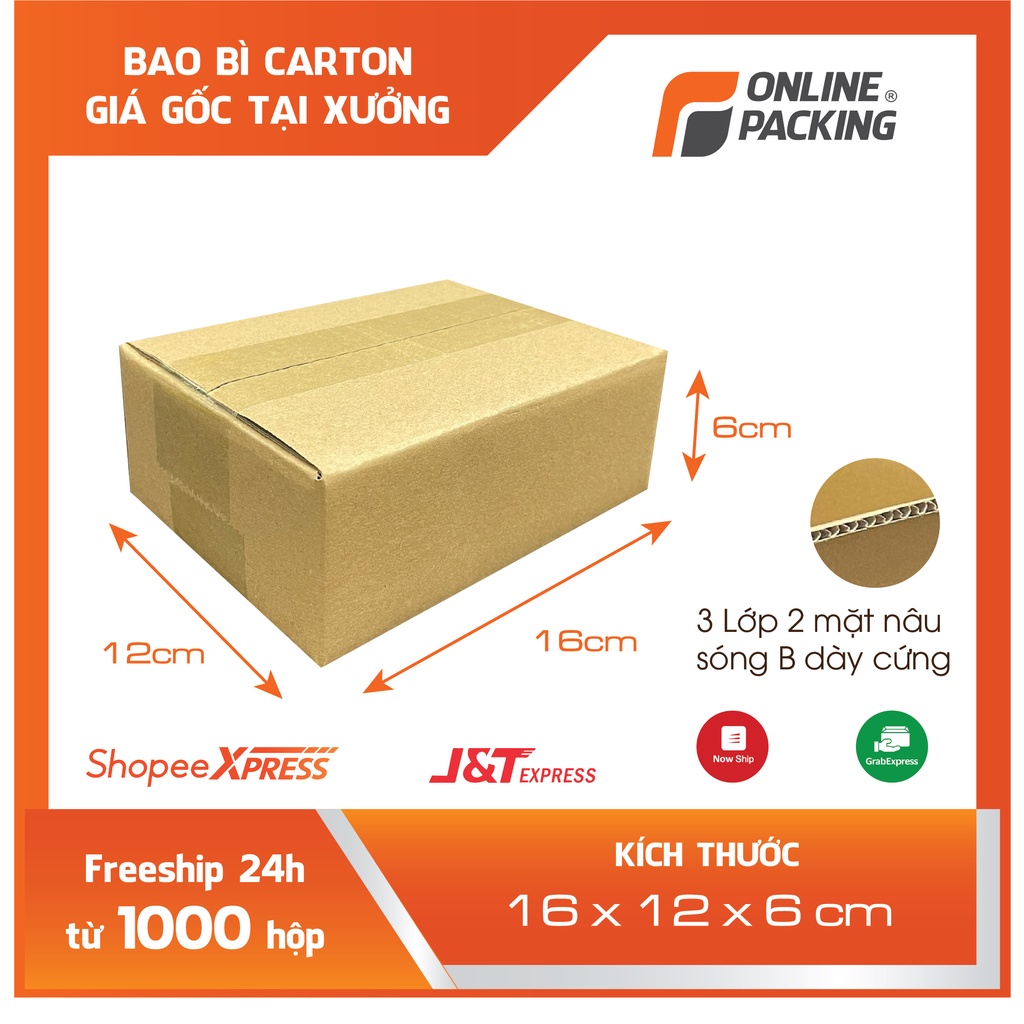 Thùng carton 3 lớp Combo 80 hộp carton size 16x12x6