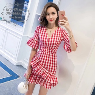 ❤️❤️=>ĐẦM BODY CỔ V TAY LOE PHỐI ĐUÔI CÁ<=❤️❤️