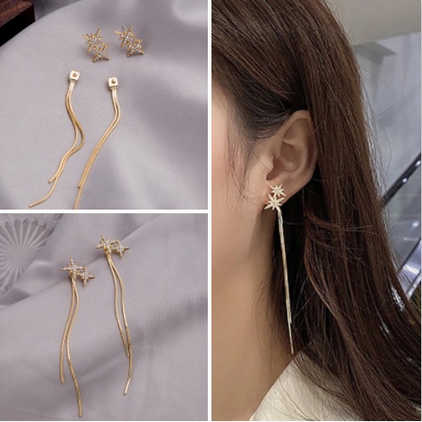 Bông Tai Mạ Bạc 925 Dáng Dài Thời Trang Hàn Quốc Cho Nữ