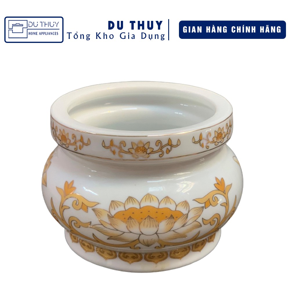 [SET BÁN LẺ] Bộ đầy đủ đồ thờ cúng sen vàng họa tiết tinh xảo, chất liệu sứ tráng men