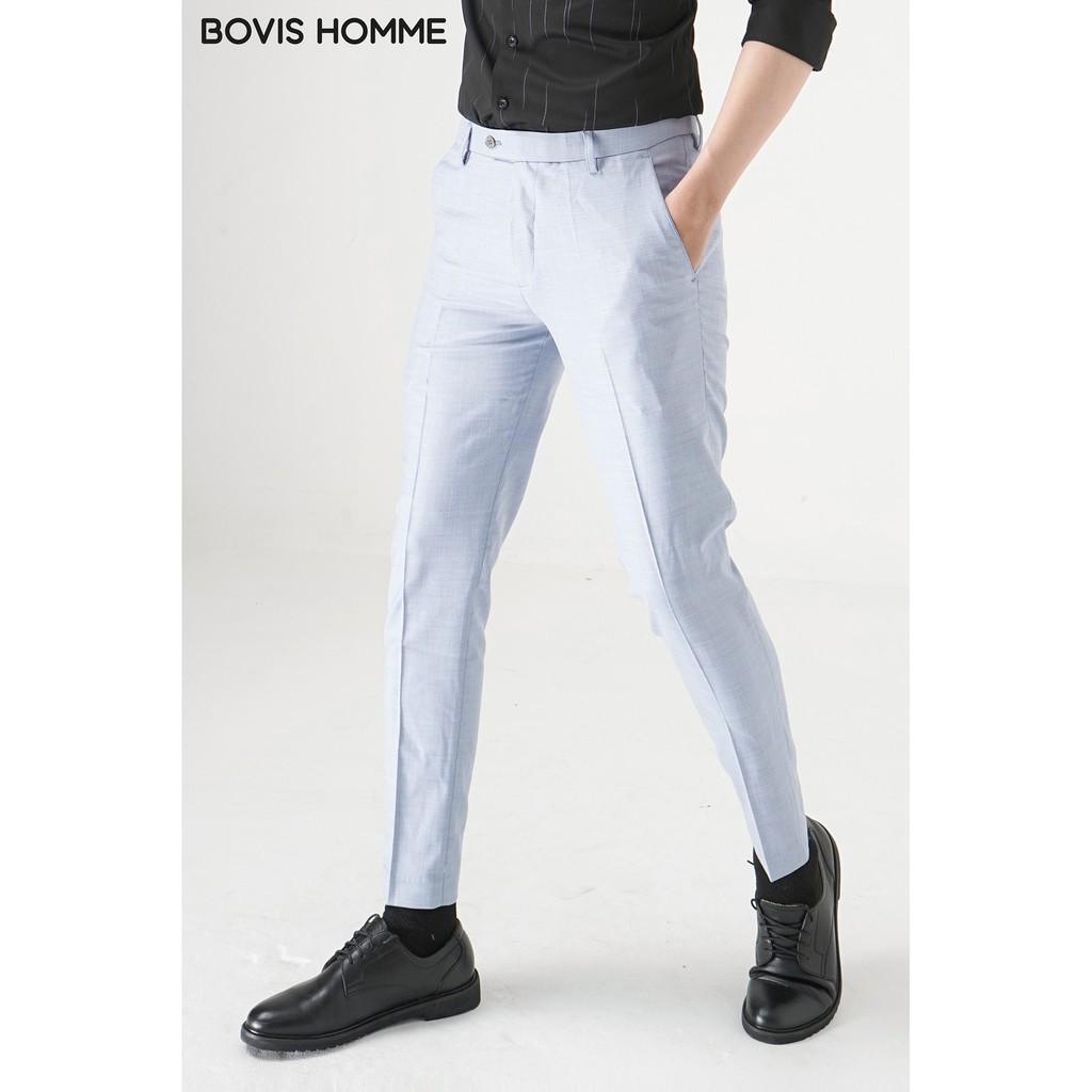 Quần tây nam Bovis Homme, mã QT087, màu xanh, form slim, chất liệu 95% cotton 5% spandex, mặt vải dày dặn, đứng form