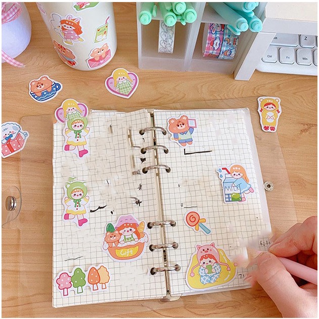 SET 60 sticker hình dán dễ thương nhiều kiểu dáng thích hợp trang trí sổ tay, dụng cụ học tập SUNNYSTORE