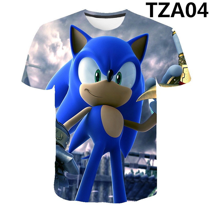 Áo Thun Tay Ngắn In Hình Nhím Sonic 3D Thời Trang Cho Bé