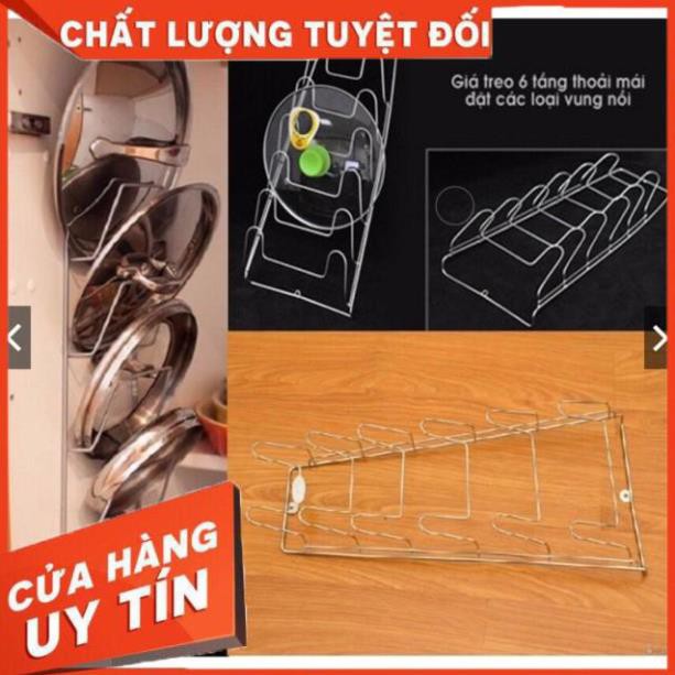 KỆ ĐỰNG VUNG NỒI 7 TẦNG INOX 304 TREO TƯỜNG NHÀ BẾP ( TỔNG KHO GIA DỤNG GIÁ GỐC )