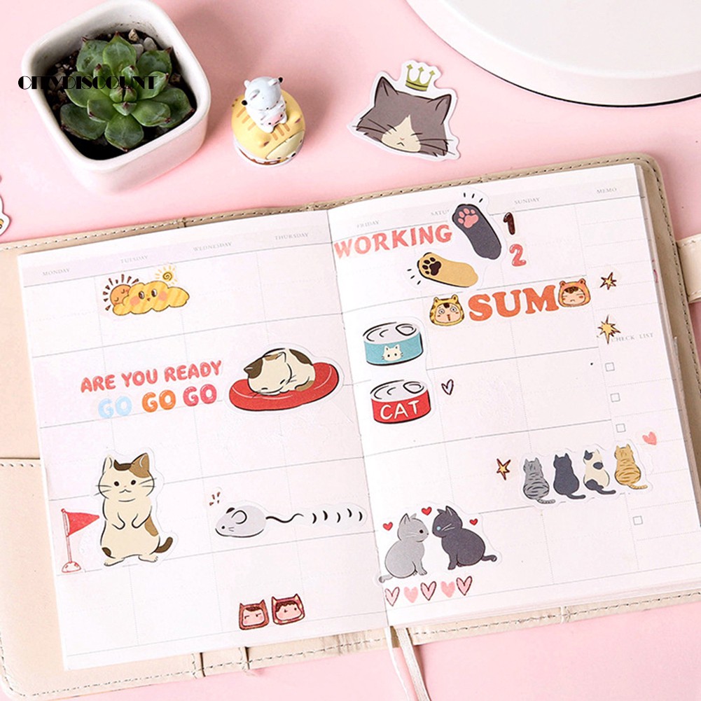 Bộ 45 nhãn dán dùng trang trí phong cách chú mèo dễ thương | BigBuy360 - bigbuy360.vn