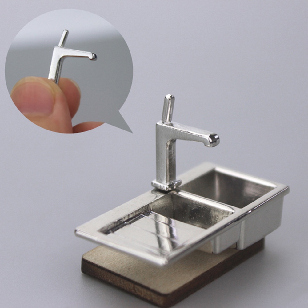 Wis| Mô Hình Bồn Rửa Chén Tỉ Lệ 1/12 Trang Trí Nhà Búp Bê