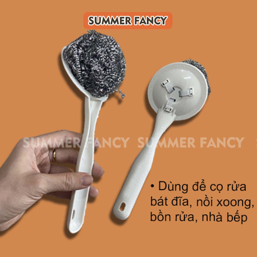 Chùi xoang thép có tay cầm, chà nồi, cọ rửa bùi nùi inox 21cm