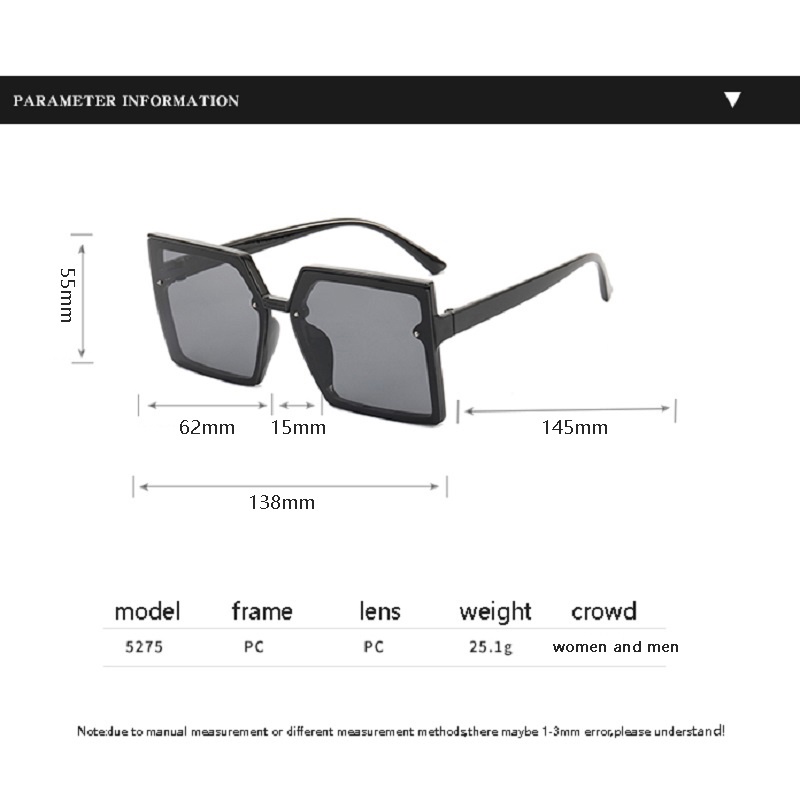 Kính Mát Gọng Vuông Bản Lớn Chống Tia UV Thời Trang Âu Mỹ Cho Nam Và Nữ