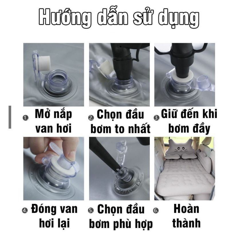 Đệm Hơi Ô Tô⚡️HÀNG CAO CẤP⚡️Nệm Hơi Xe Ô tô cao cấp,giường hơi ô tô tặng kèm bơm điện, bộ gối miếng vá và túi