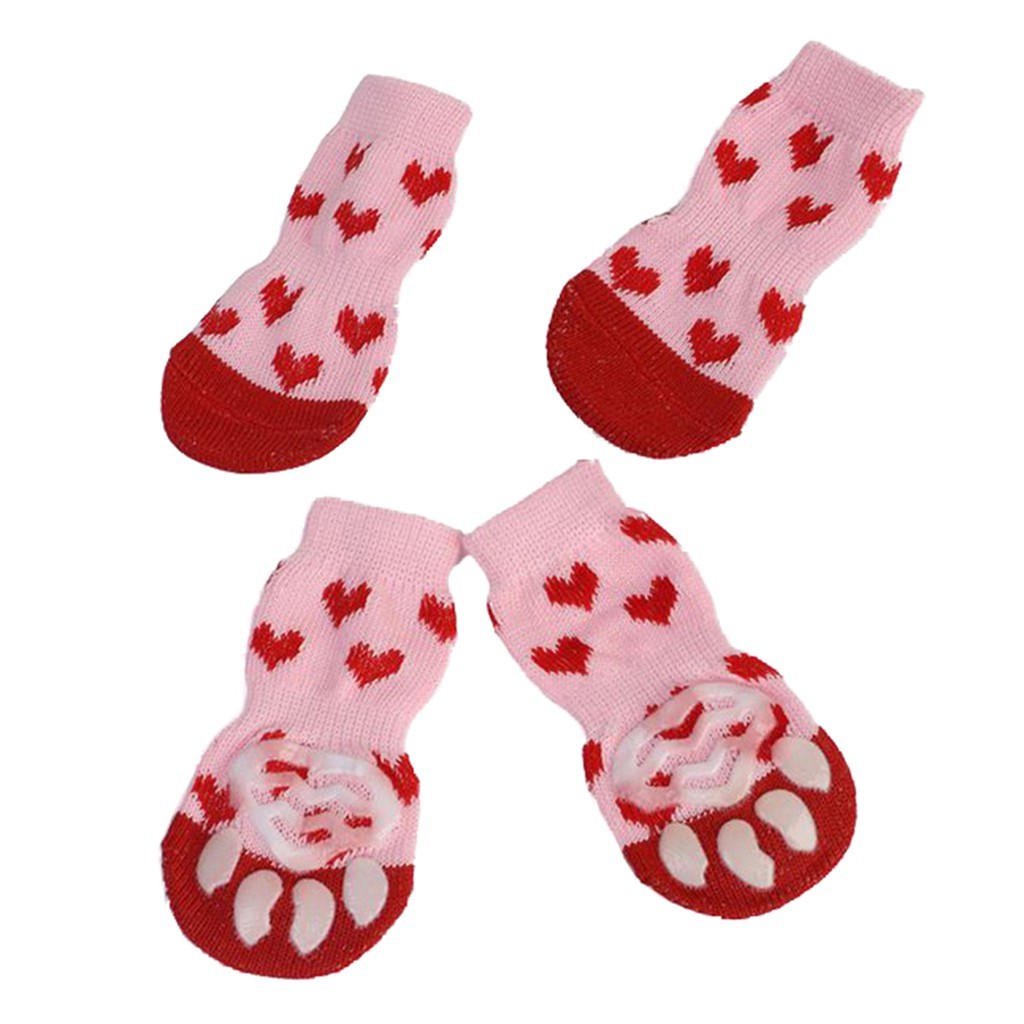 4 Vớ cotton chống trượt họa tiết giáng sinh cho thú cưng