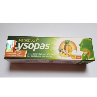 MEDSTAND LYSOPAS – Viên ngậm hỗ trợ thanh họng, giảm ho, đau rát họng kéo dài (tuýp 24 viên)