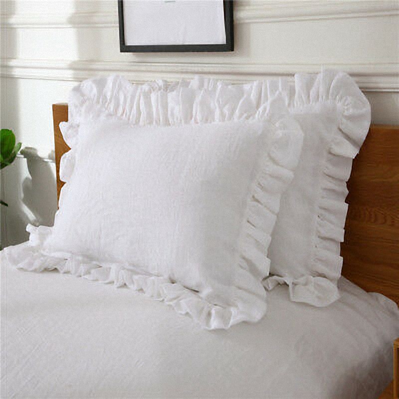Vỏ Gối Trắng 100% Cotton Phối Bèo