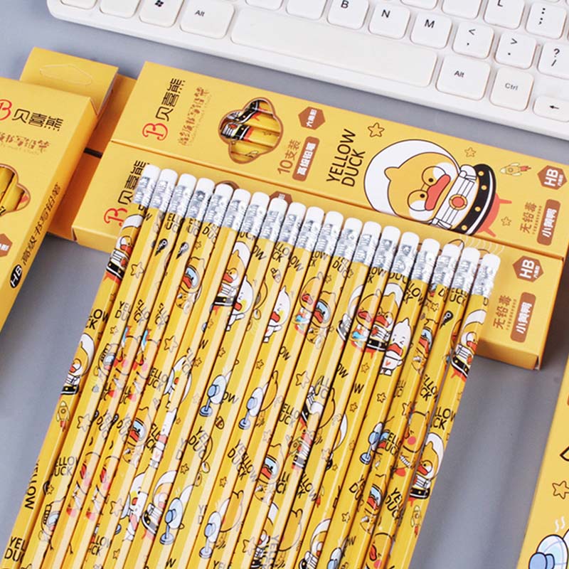 Hộp 10 Bút Chì HB Kèm Gôm Tẩy Cho Học Sinh