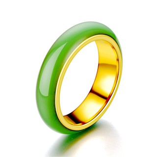 Nhẫn Thép Titan sd049 Màu Xanh Lá Phong Cách Hàn Quốc Cổ Điển Cho Nữ