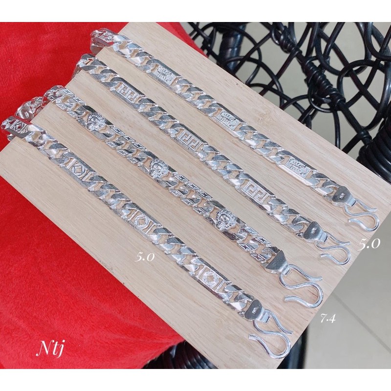 Lắc tay bạc nam nguyên chất mắt xích bong