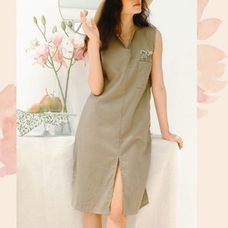 Đầm vintage dáng suông thời trang nữ chất liệu linen họa tiết hoa thêu tay 3 màu (xanh bộ đội/xanh rêu/đỏ)  ĐẦM THU VŨ