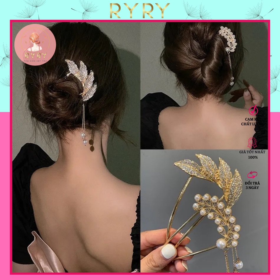 Trâm Cài Tóc Kim Loại Đính Đá Nhiều Kiểu Dáng Phong Cách Hàn Quốc- Lược Cài Tóc Cho Nữ