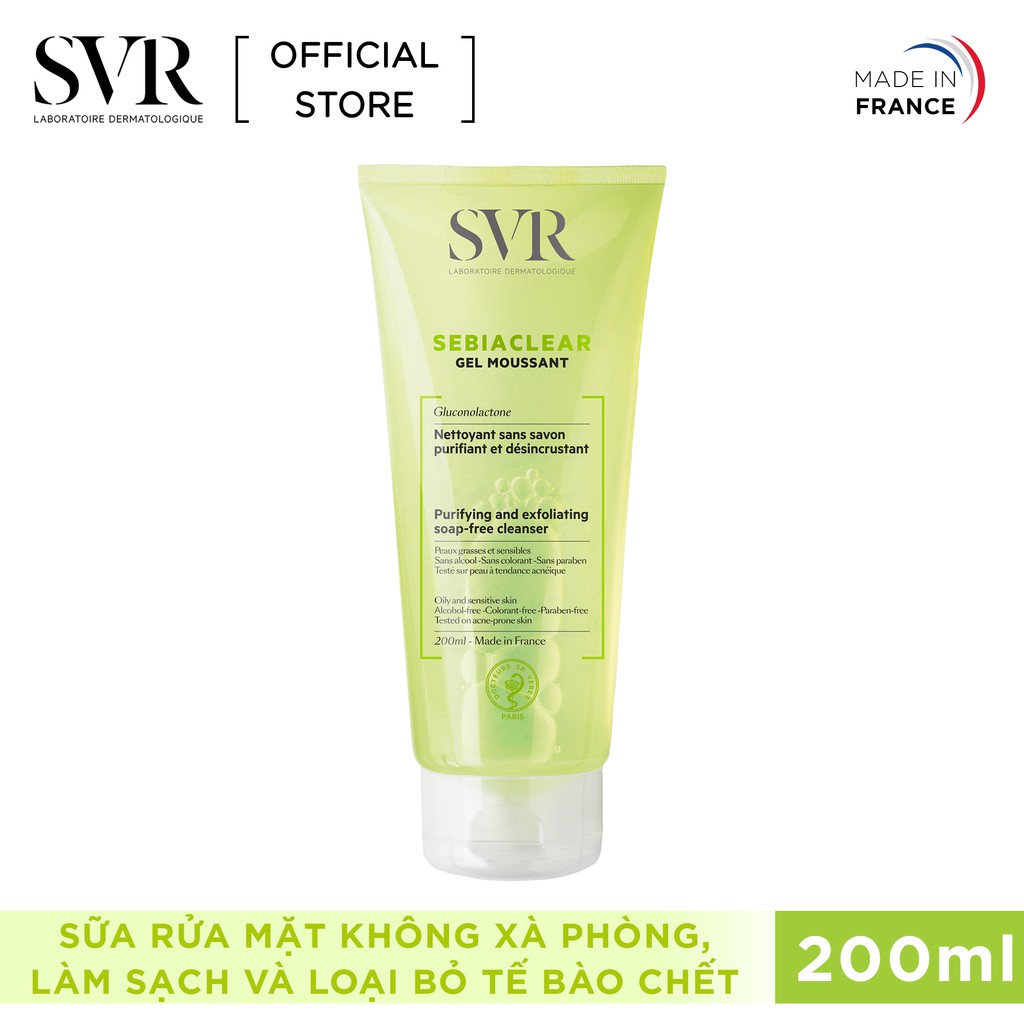 Sữa Rửa Mặt SVR Sebiaclear Gel Moussant Cho Da Dầu Mụn, Nhạy Cảm 55ml - 200ml - 400ml