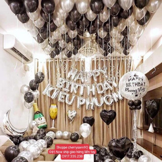 Set trang trí sinh nhật 40 Bóng chữ HPBD Bóng JumBo kim tuyến To Siêu Sang Hot
