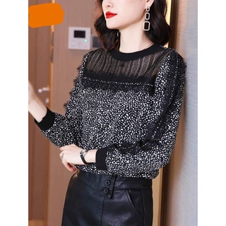 [ORDER TAOBAO] 🌺 Áo voan phối ren khâu lưới chấm bi sang trọng cho phái nữ 🌺