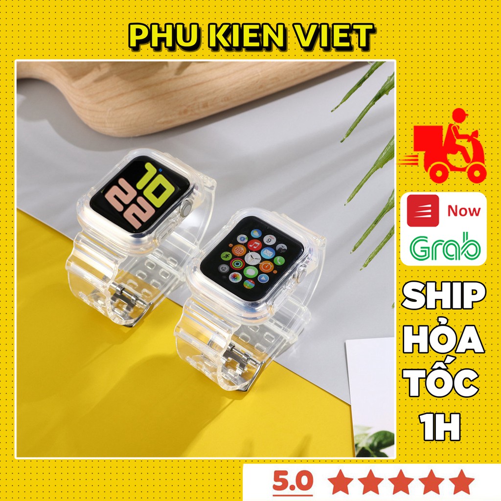 Bộ ốp và dây Apple Watch nhựa trong suốt cho đồng hồ thông minh Series 1/2/3/4/5/6/SE T500 - Phụ Kiện Việt