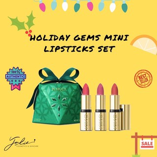 Set 3 son kiko phiên bản giới hạn mùa lễ hội 2020 - holiday gems mini lipsticks set
