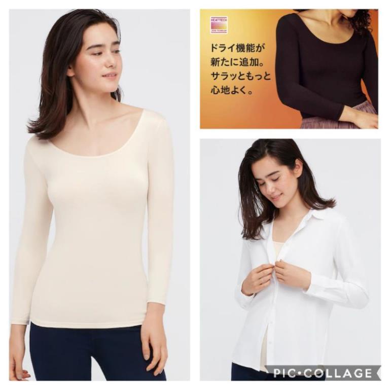 (UNIQLO Nhật chính hãng) Áo giữ nhiệt nữ cổ rộng dài tay - HEATTECH BALLET NECK ❕