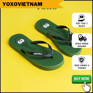 Dép kẹp xỏ ngón màu xanh lá đi biển in hoa văn dễ thương dép DK013