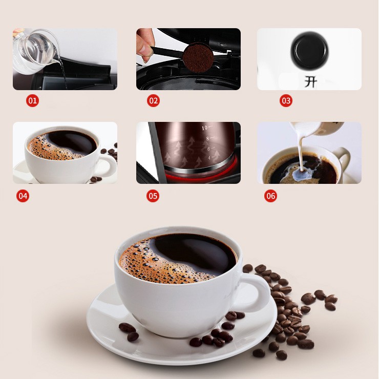 Máy pha cafe Donlim 2 ngăn pha espresso & Drip Coffee (Americano, Capuchino, Latte, Espresso )