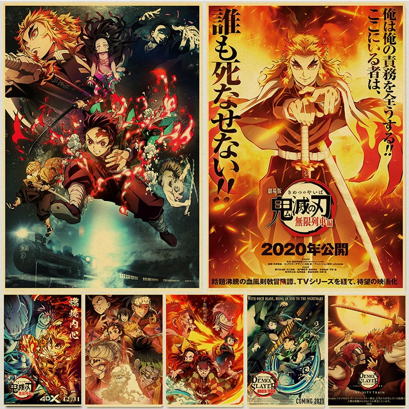 Phim truyện tranh Nhật Bản Demon Slayer Mugen Train Anime Poster Kimetsu no Yaiba: Mugen Ressha-hen 