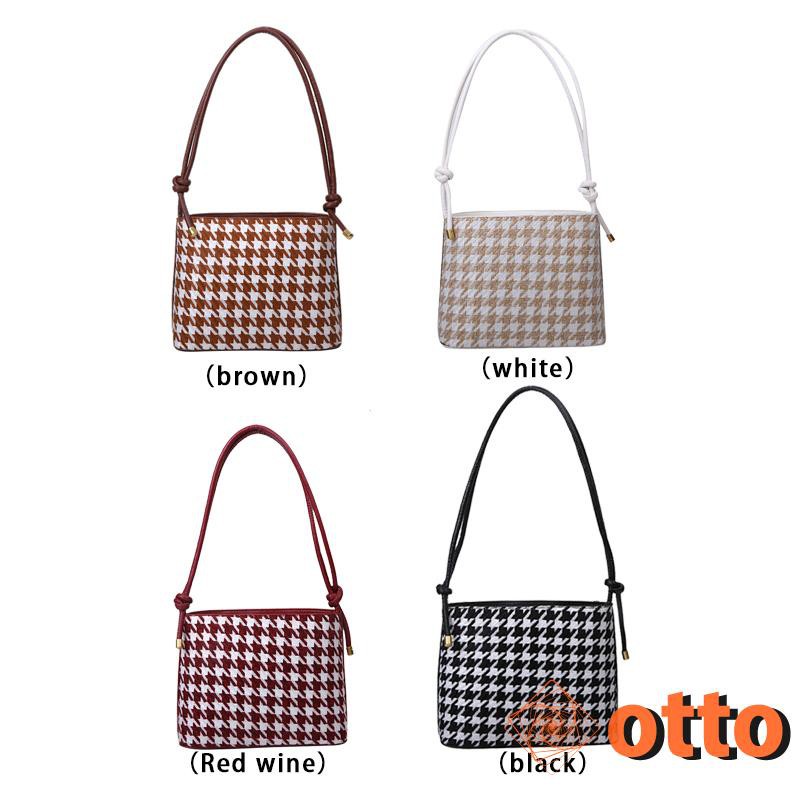 Retro Vintage Casual Shoulder Handbag Casual Square Ladies Messenger Bag Purse Houndstooth Tote