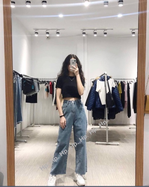 Sét áo crt trơn + bò rộng rách gấu