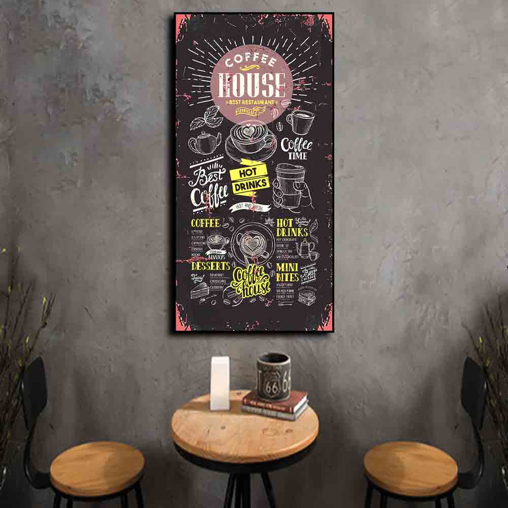 3 Mẫu Tranh Vintage Khổ 30x60cm Trang Trí Quán Cà Phê Trà Chanh Trà Sữa Có Khung Tặng Kèm Phụ Kiện