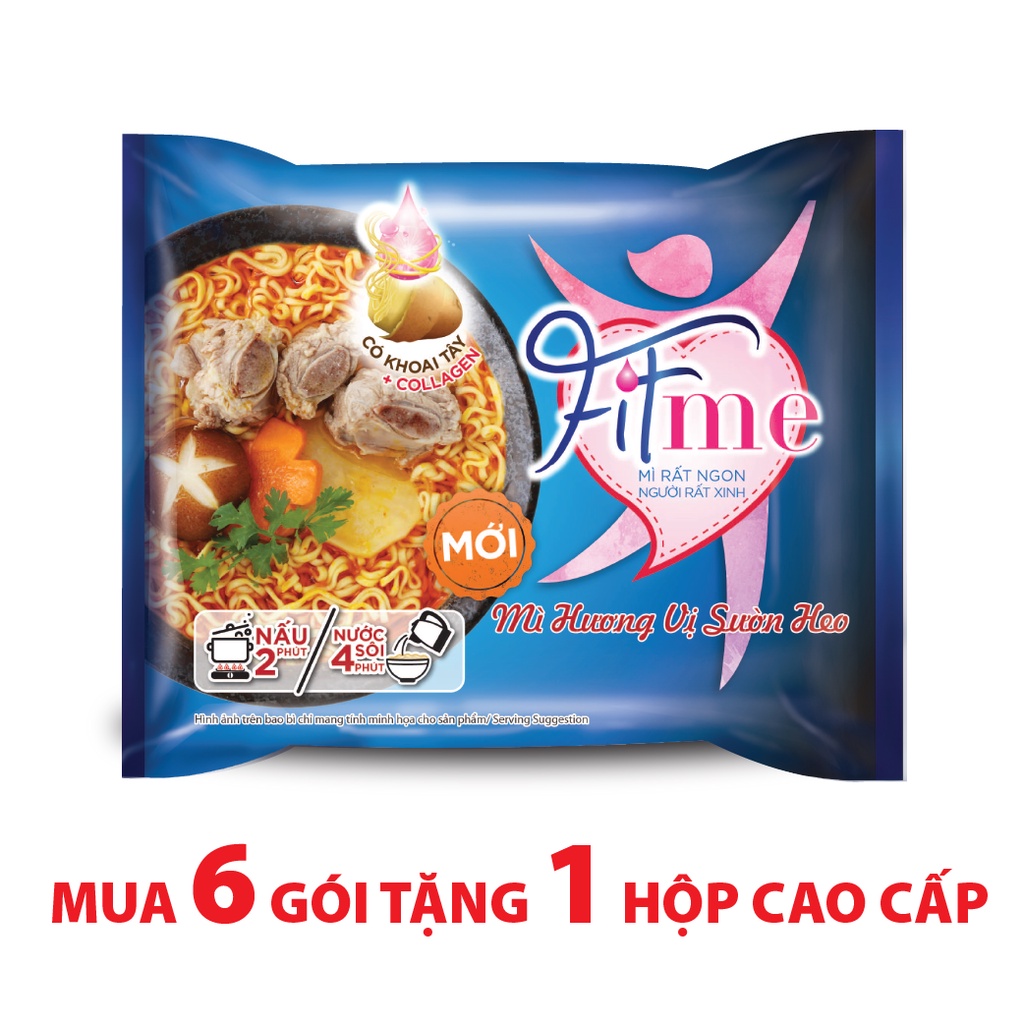 Thùng 36 Gói Mì Sườn Heo Fitme Có Bổ Sung Collagen 80g/gói