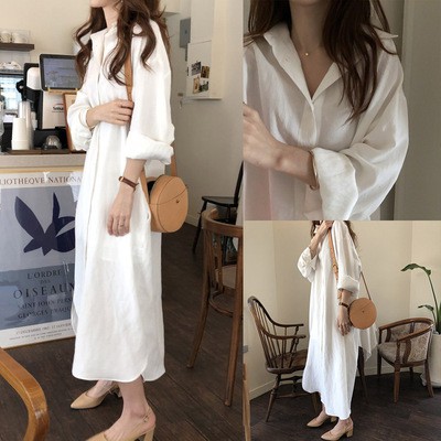 Đầm Maxi Tay Dài Dáng Rộng Phong Cách Hàn Quốc Mới