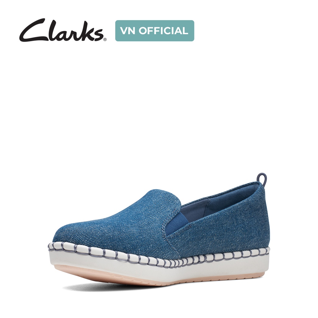 Giày lười nữ CLARKS Step Glow Slip màu xanh Denim