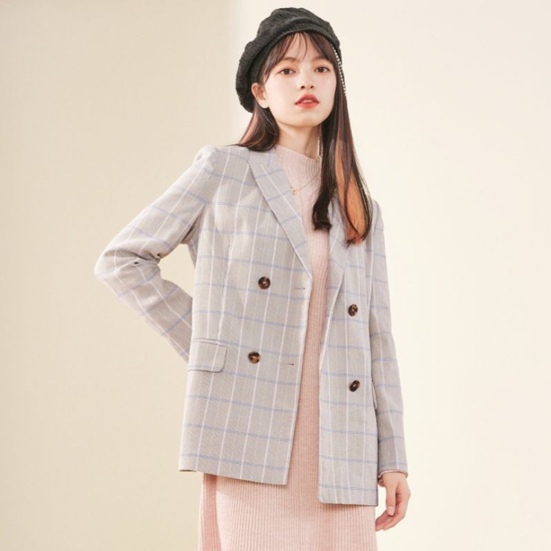 Áo blazer kẻ sọc 2 hàng khuy xuất Hàn (có sẵn)