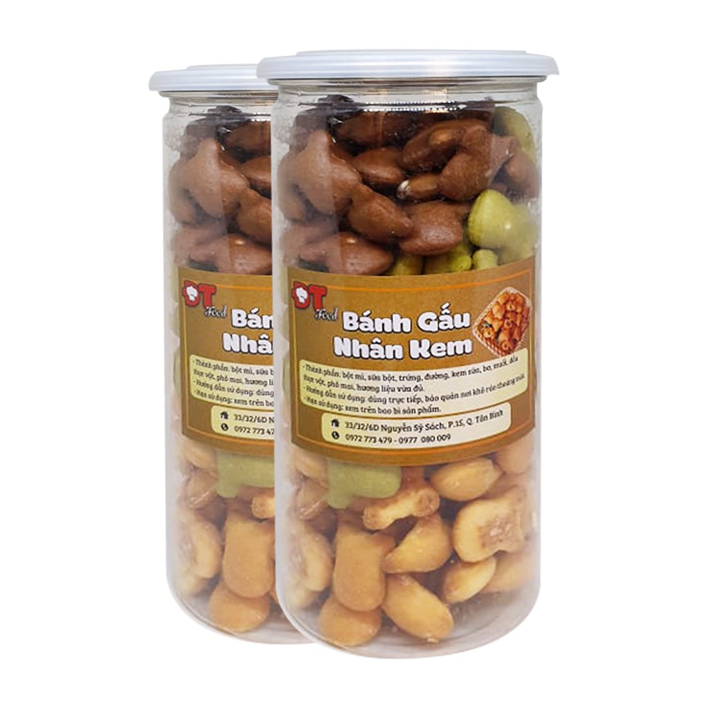 Combo 2 Hộp Bánh Gấu Nhân Kem Thập Cẩm DTFood Siêu Ngon (450g/Hộp)