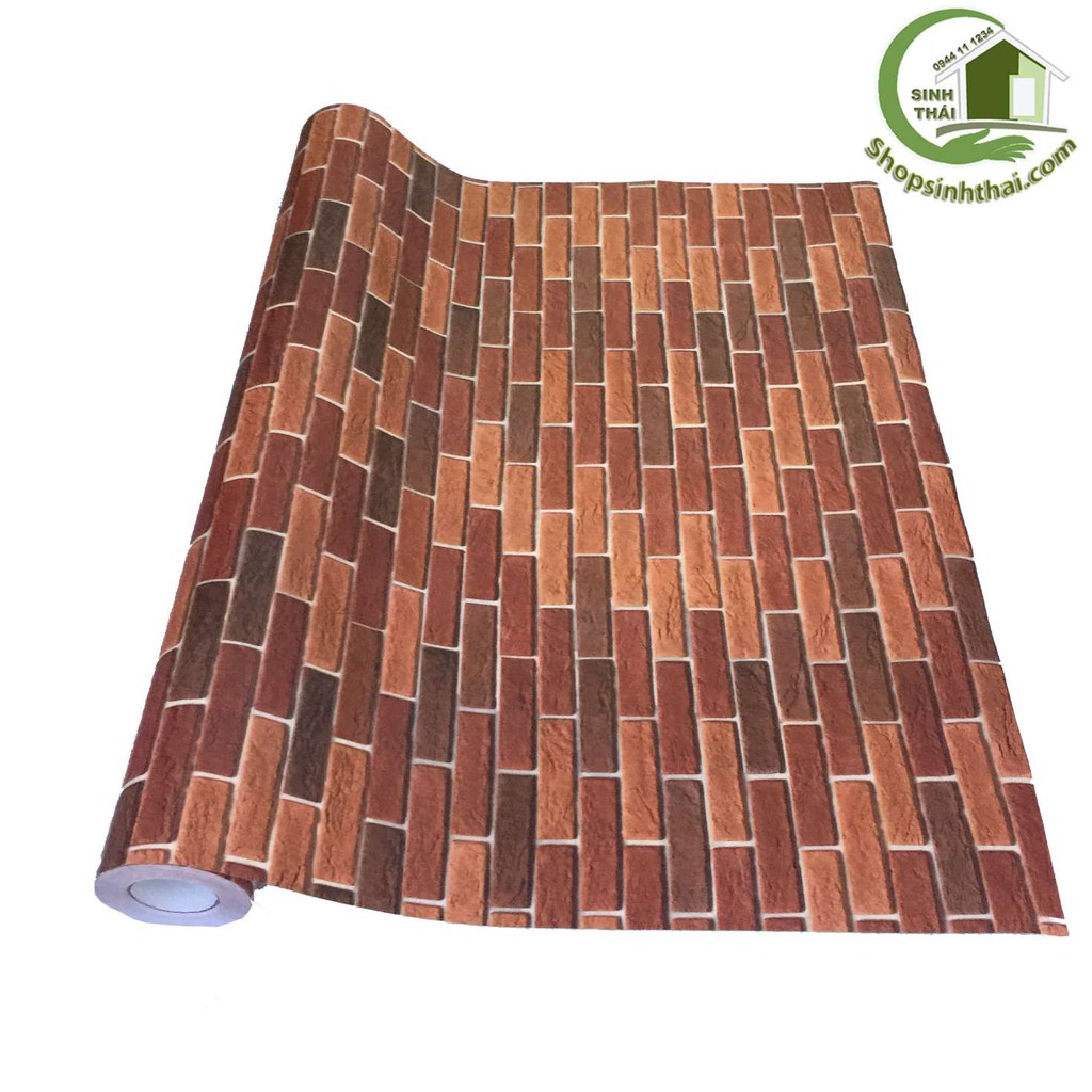 Giấy dán tường giả gạch 3d màu đỏ ô đậm nhạt -[ đặt 1 lần được 50cm x khổ 1,2m, cắt liền thành 1 tấm dài tùy số lần đặt]