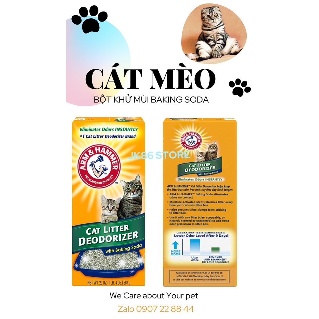 Bột Baking Soda Khử Mùi Hôi Cát Mèo Arm &amp; Hammer Cat Litter Deodorizer