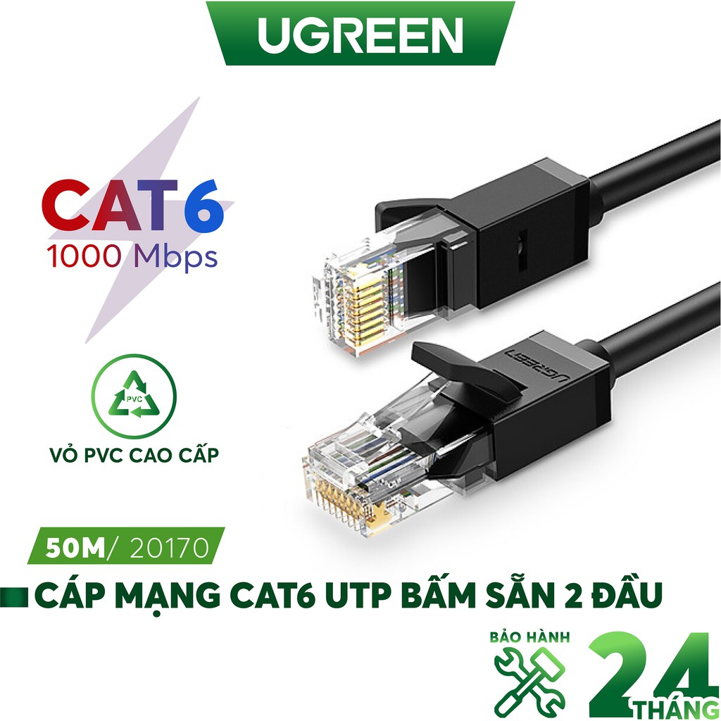 Cáp mạng Cat6 UTP UGREEN NW102 - Hàng phân phối chính hãng - Bảo hành 18 tháng