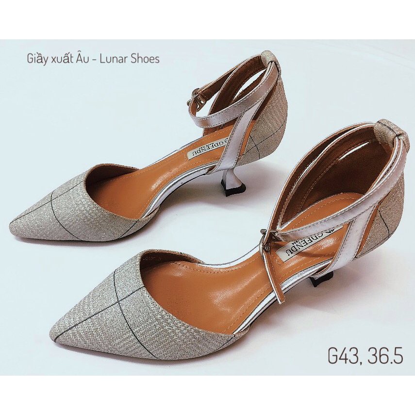 THANH LÝ G43 Giầy khoét eo kim sa bạc Size 36.5