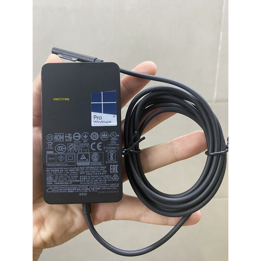 Sạc Microsoft Surface Pro 4, Pro 5, 15V-2.58A 44W