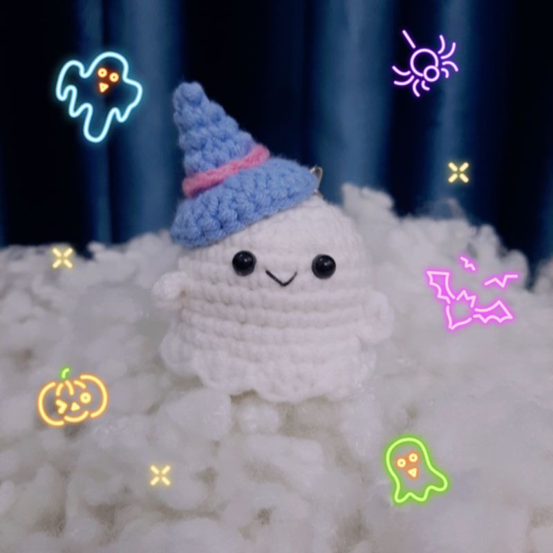 Móc khóa bé ma mini móc len - Amigurumi ghost 👻